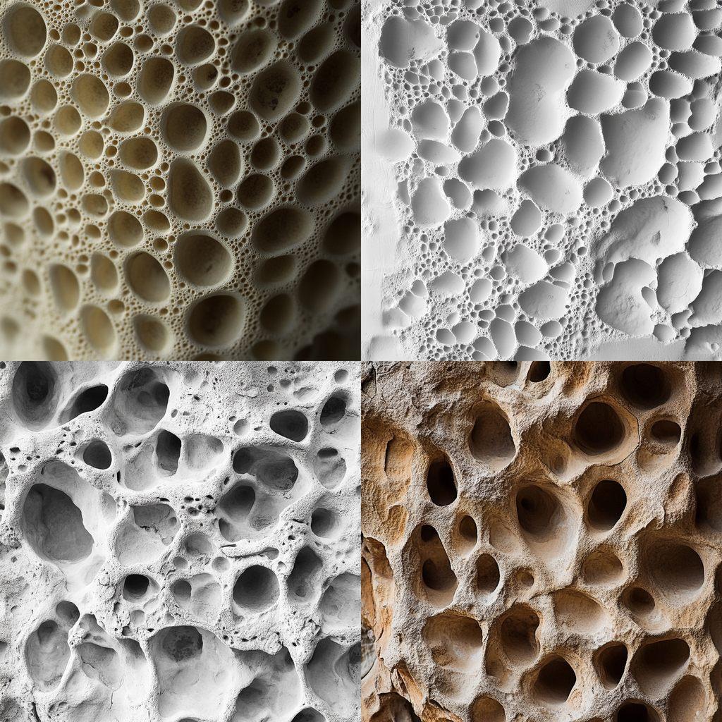 Porous texture style, Midjourney V6.1, render 1 of 4