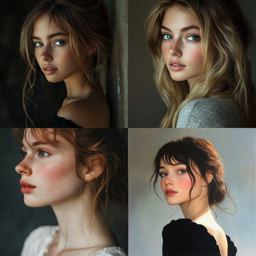 Portrait shot over the shoulder style, Midjourney V6.1, render 1 of 4