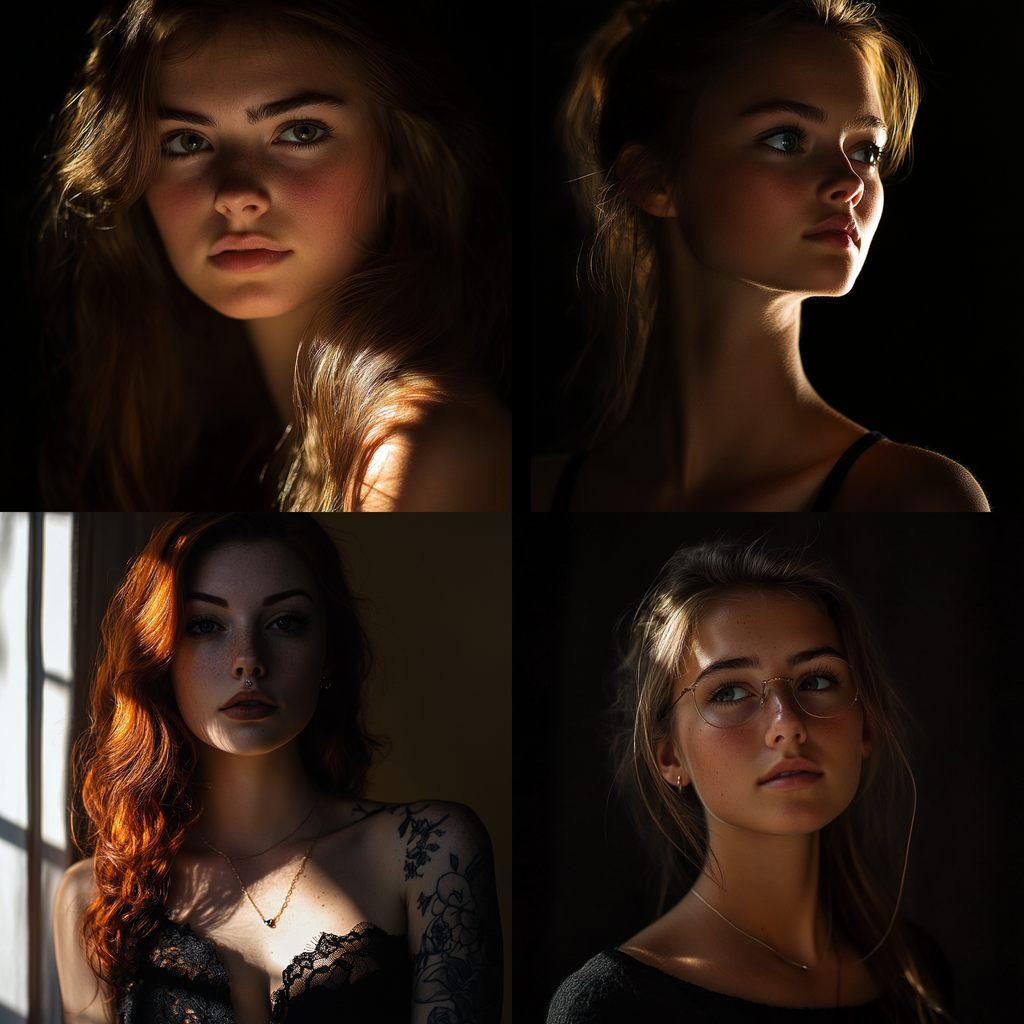 Portrait shot with back lighting style, Midjourney V6.1, render 1 of 4