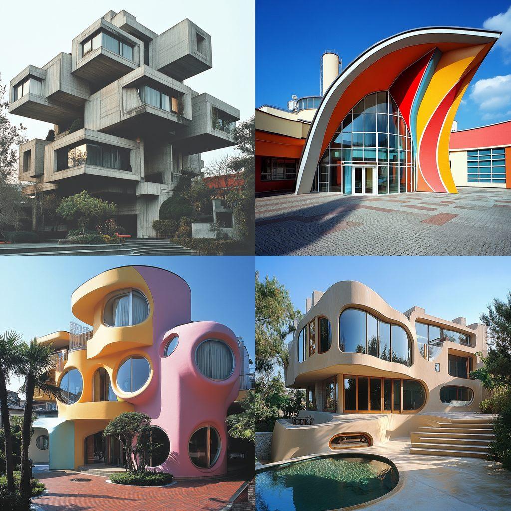 Postmodern architecture style, Midjourney V6.1, render 1 of 4