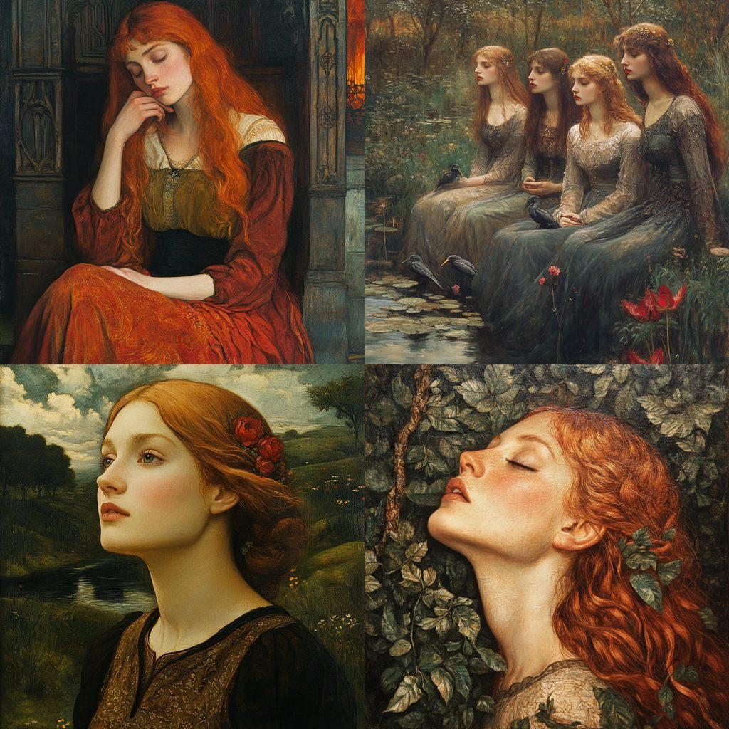 Pre-Raphaelitism style, Midjourney V6.1, render 1 of 4