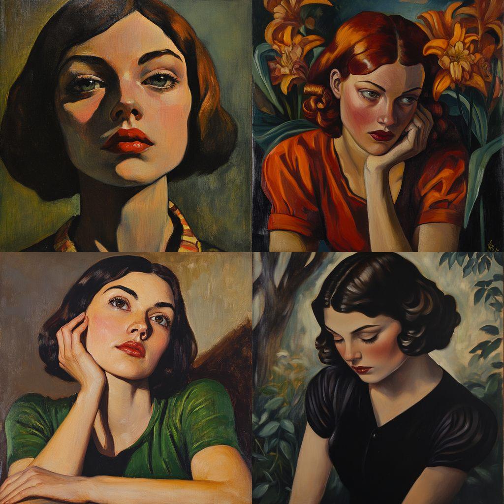Prudence Heward style, Midjourney V6.1, render 1 of 4