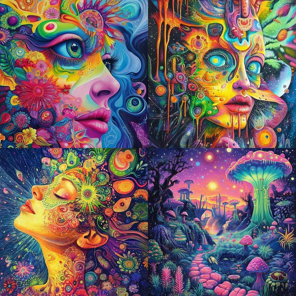 Psychedelic art style, Midjourney V6.1, render 1 of 4