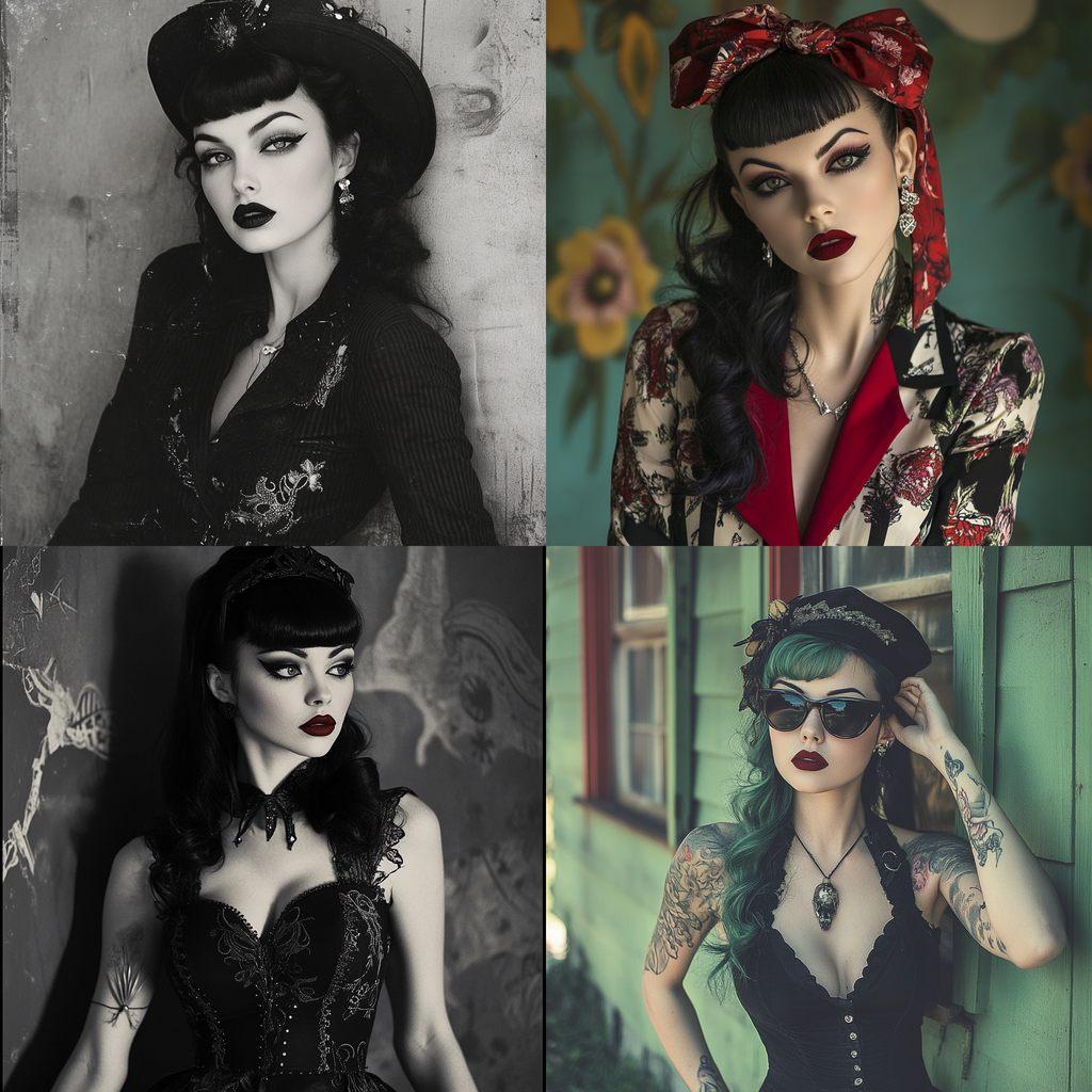 Psychobilly fashion style, Midjourney V6.1, render 1 of 4