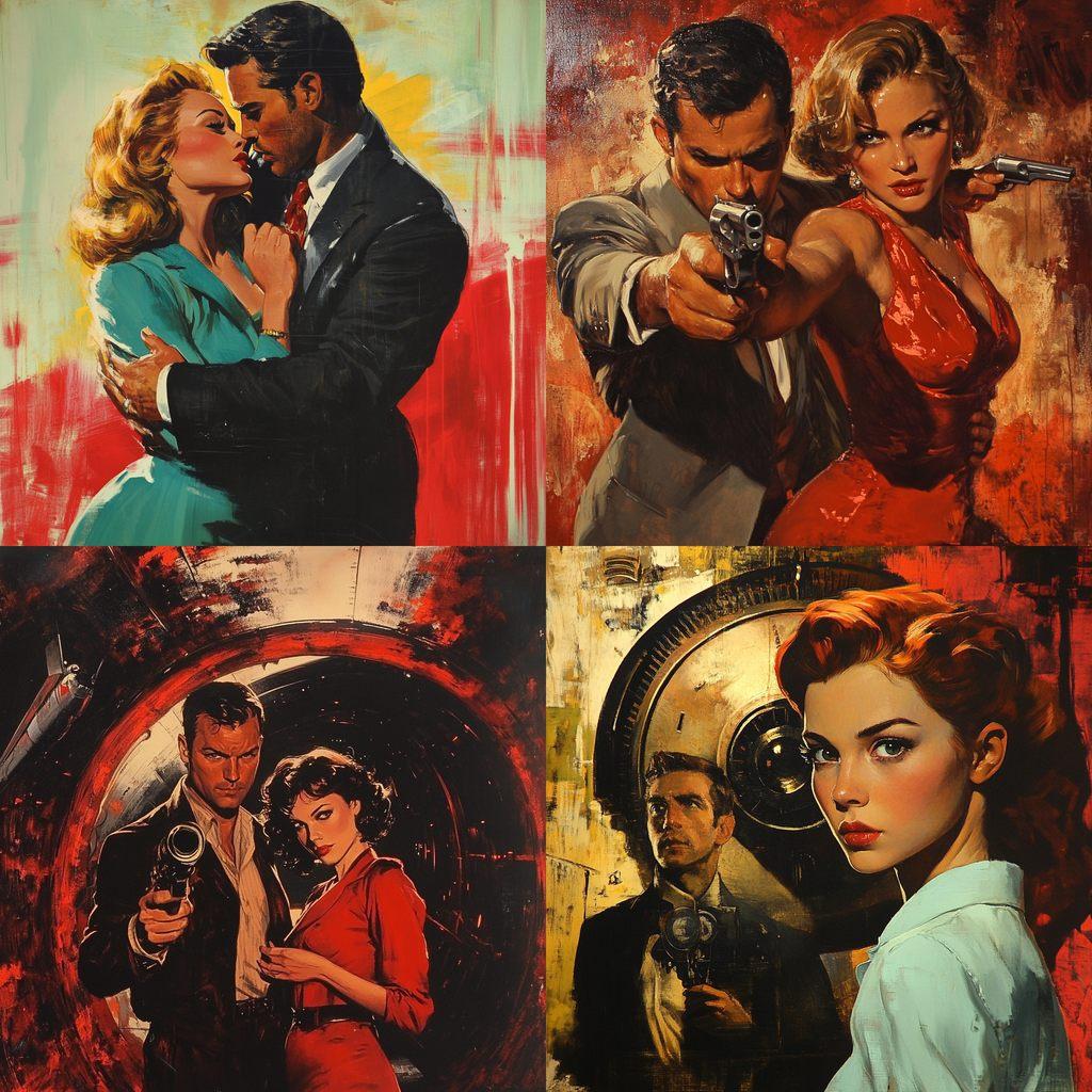 Pulp art style, Midjourney V6.1, render 1 of 4