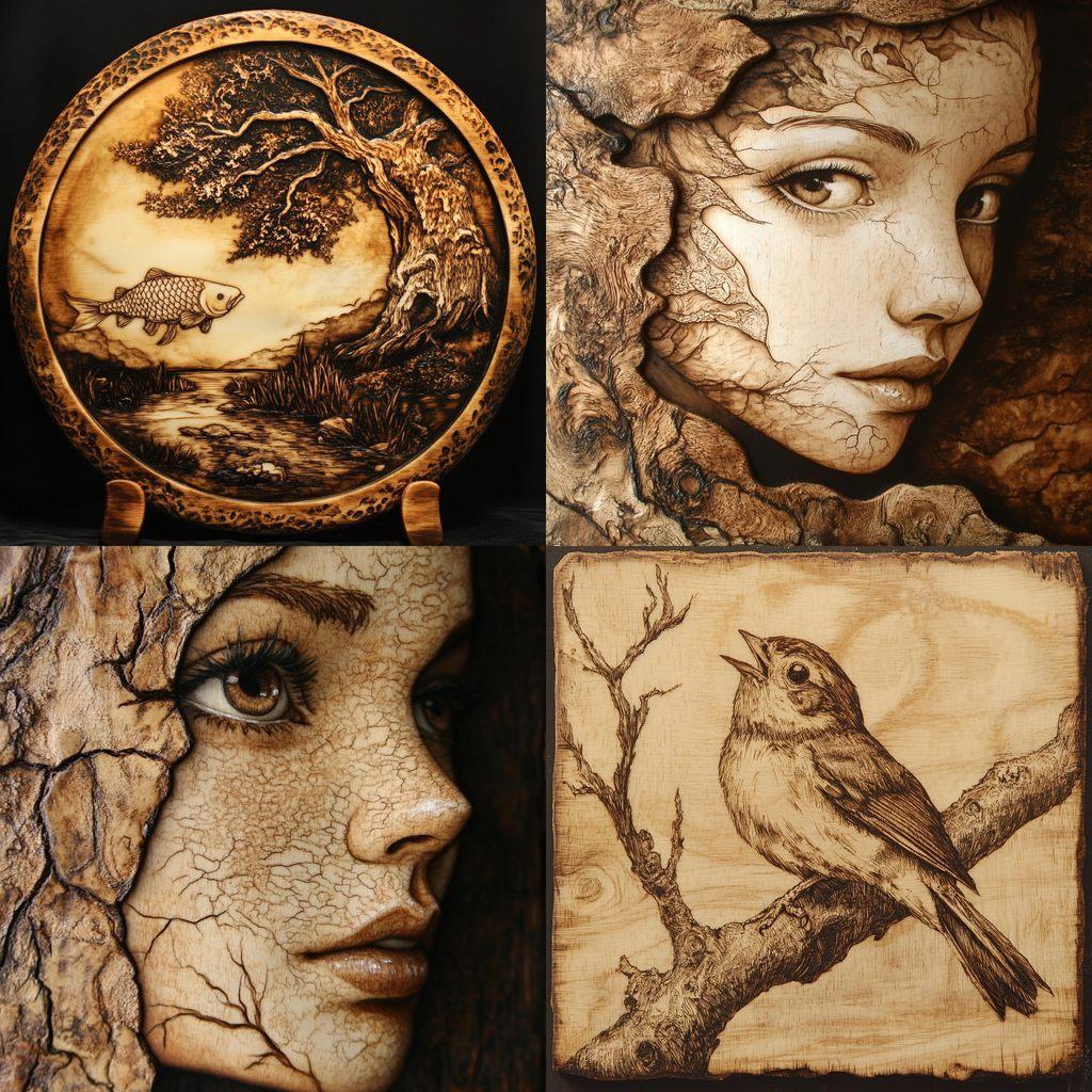 Pyrography style, Midjourney V6.1, render 1 of 4