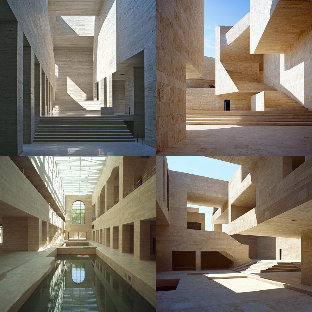 Rafael Moneo style, Midjourney V6.1, render 1 of 4