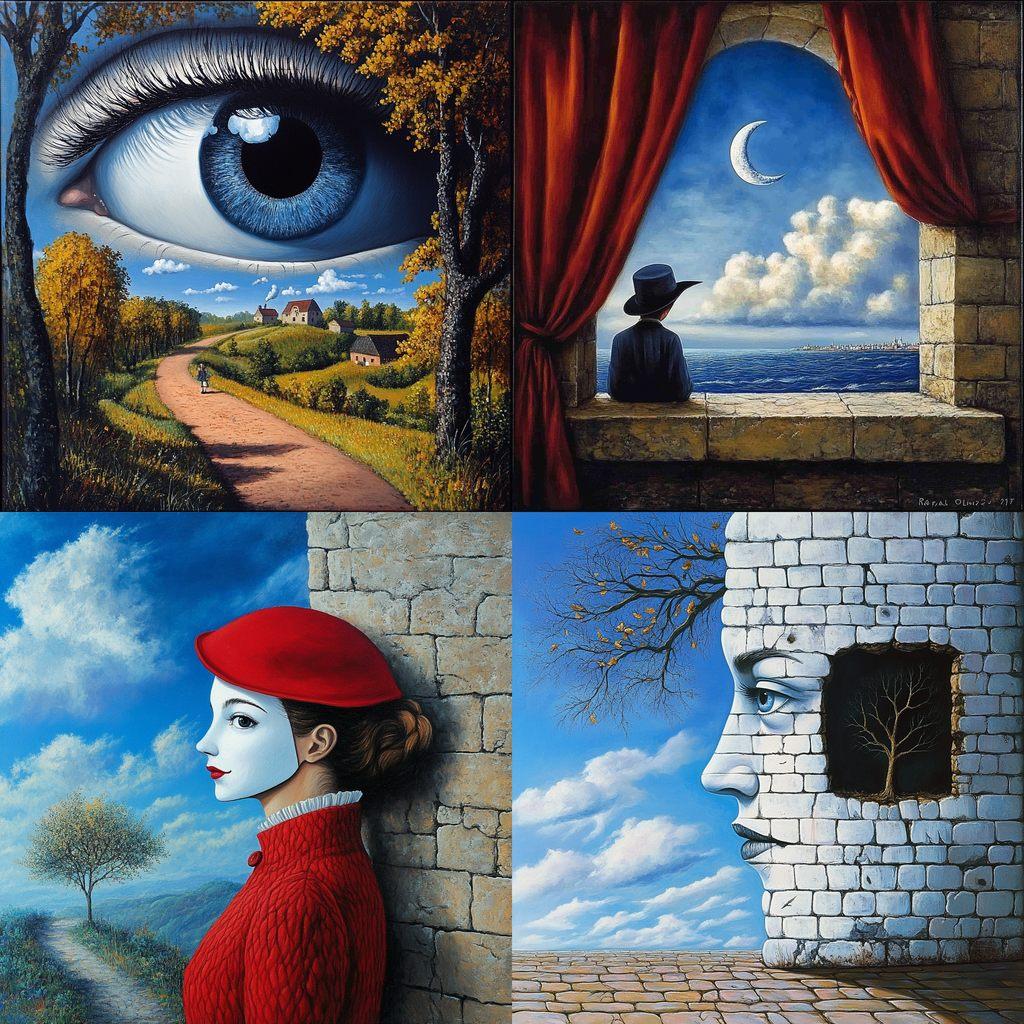 Rafal Olbinski style, Midjourney V6.1, render 1 of 4