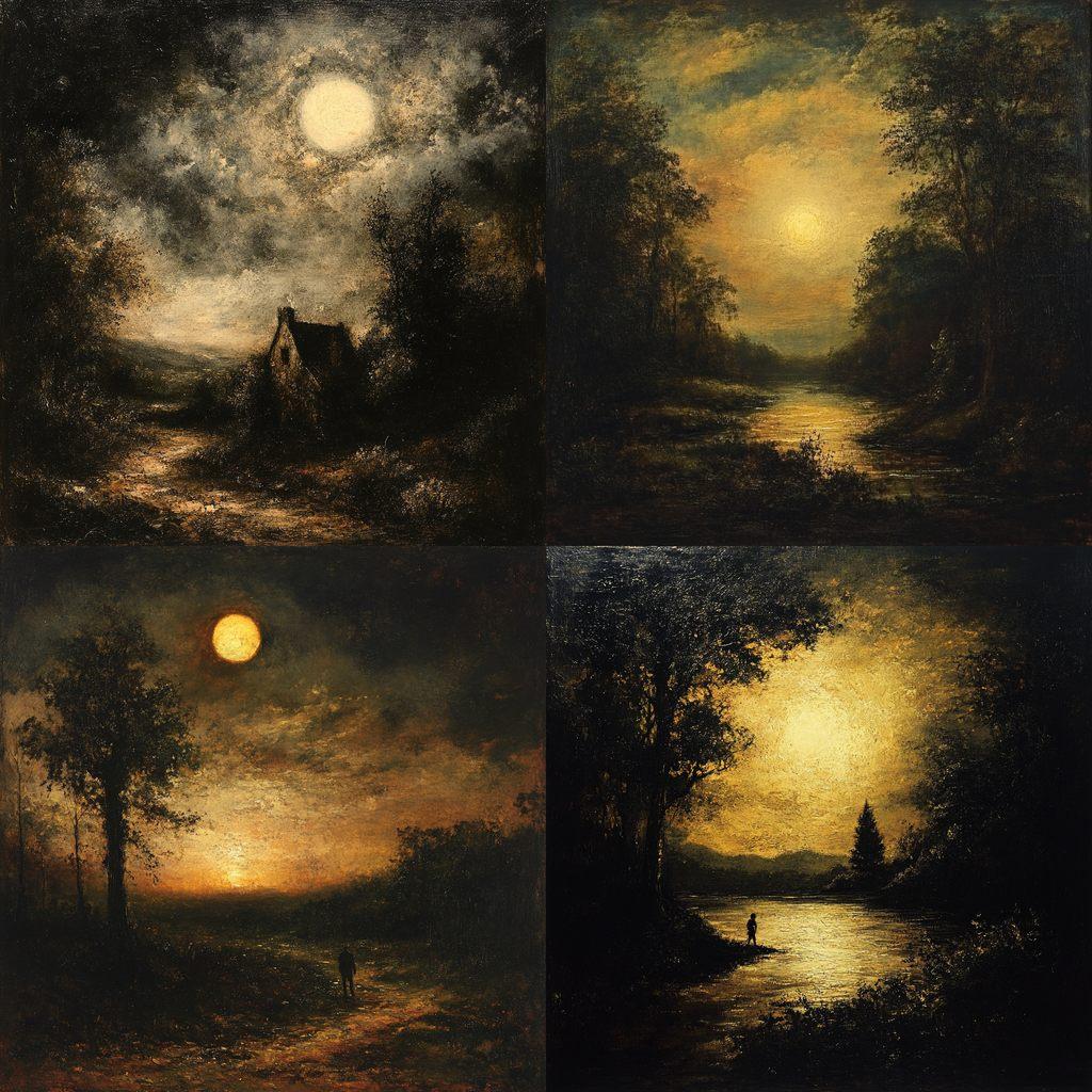 Ralph Blakelock style, Midjourney V6.1, render 1 of 4
