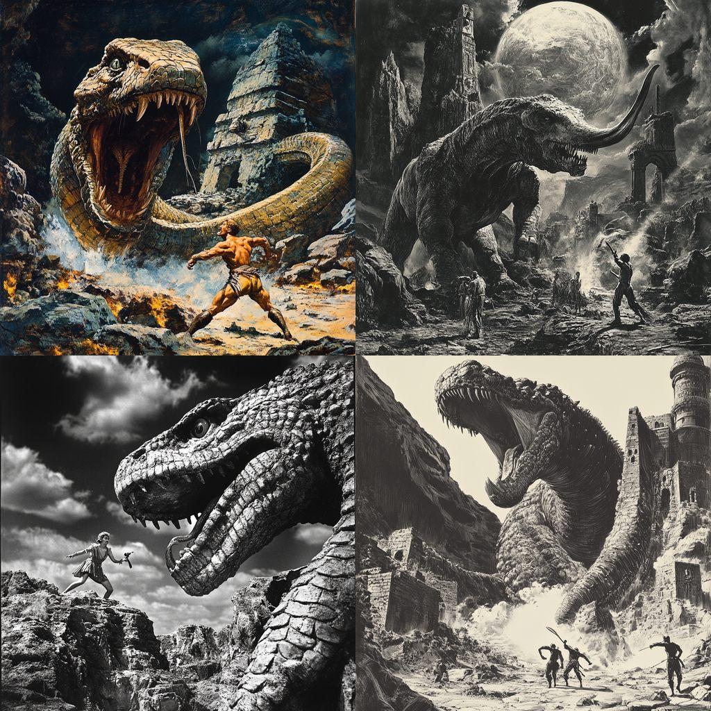 Ray Harryhausen style, Midjourney V6.1, render 1 of 4
