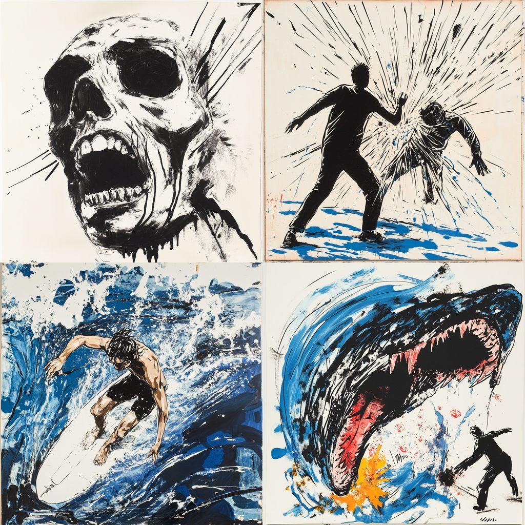 Raymond Pettibon style, Midjourney V6.1, render 1 of 4