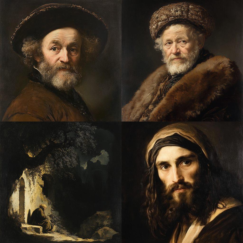 Rembrandt style, Midjourney V6.1, render 1 of 4