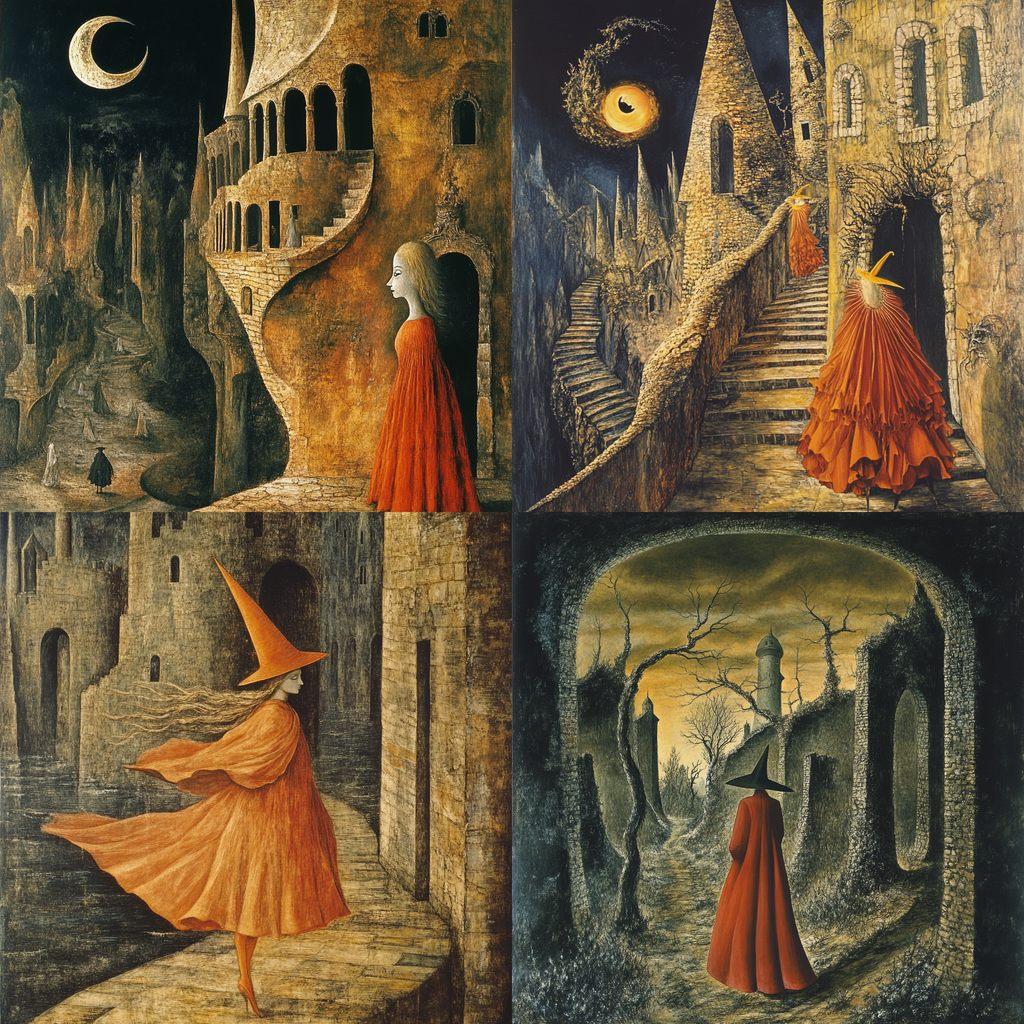 Remedios Varo style, Midjourney V6.1, render 1 of 4