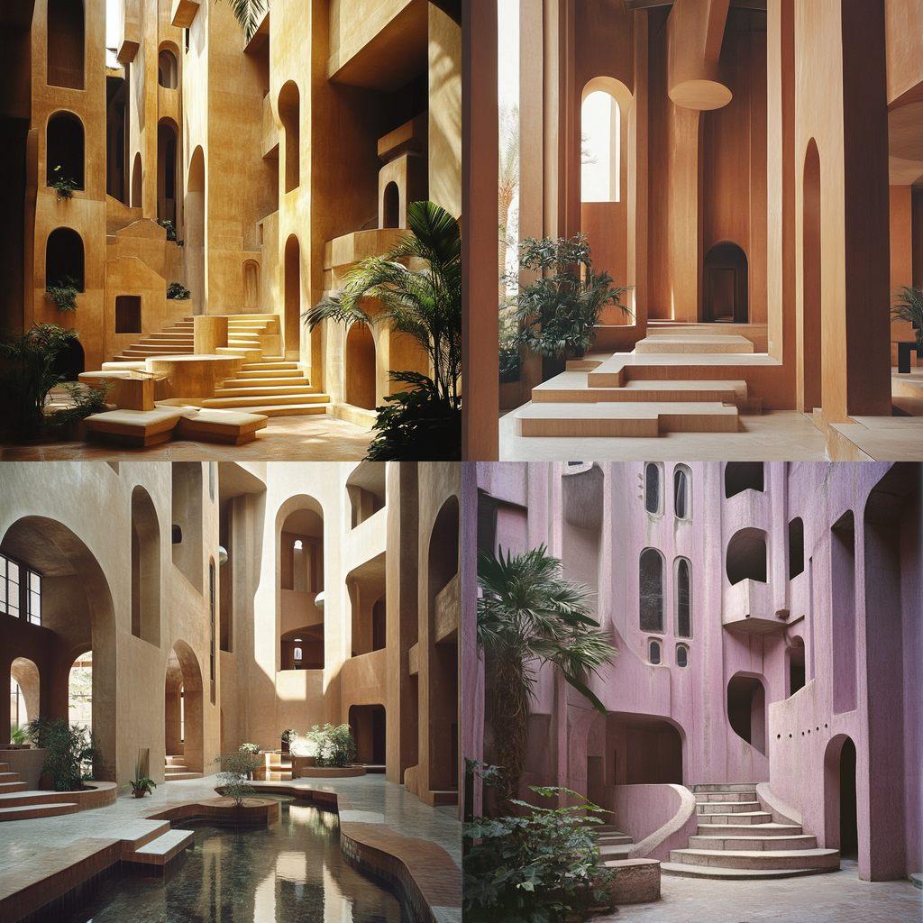 Ricardo Bofill style, Midjourney V6.1, render 1 of 4