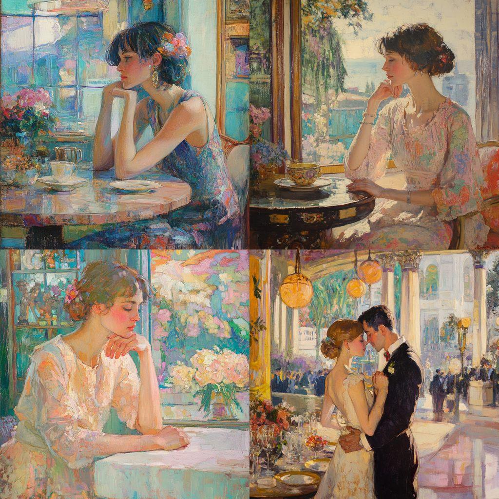 Richard Edward Miller style, Midjourney V6.1, render 1 of 4