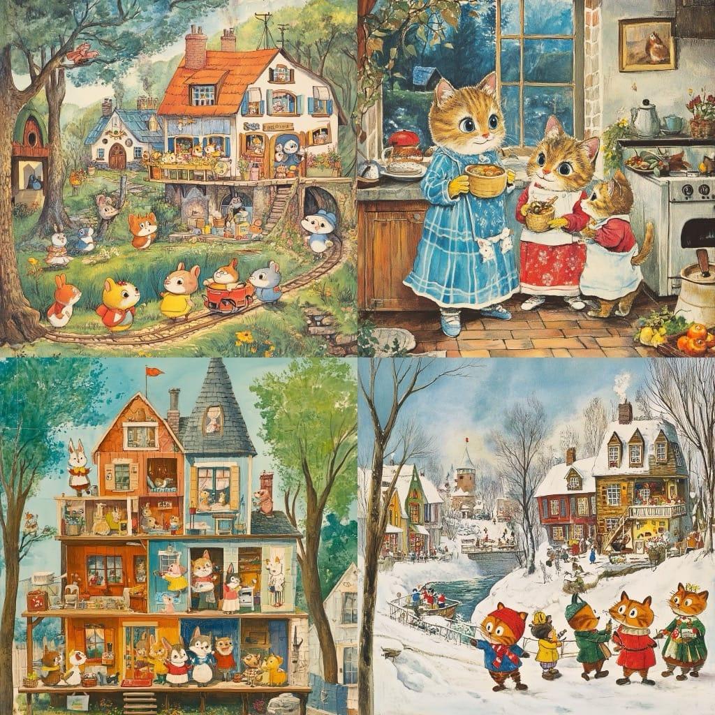 Richard Scarry style, Midjourney V6.1, render 1 of 4