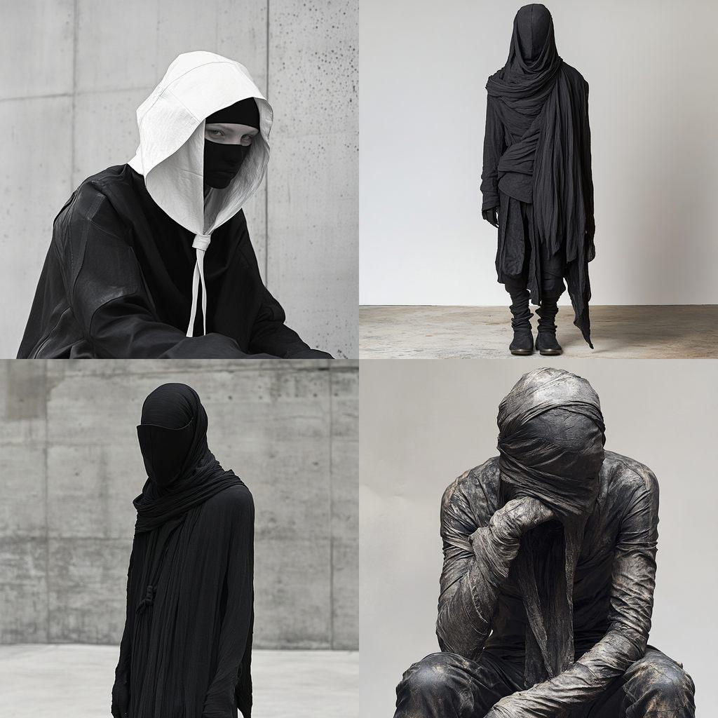 Rick Owens style, Midjourney V6.1, render 1 of 4