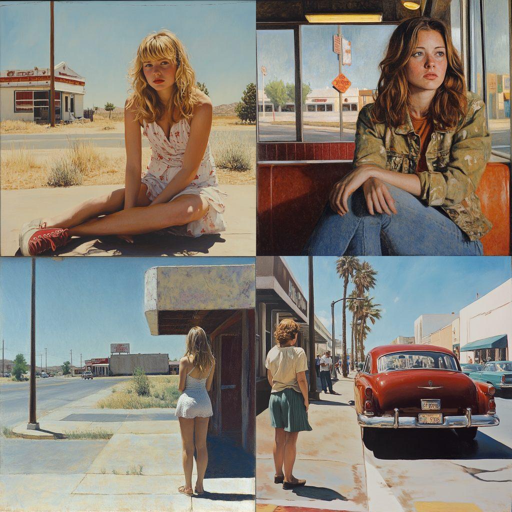 Robert Bechtle style, Midjourney V6.1, render 1 of 4