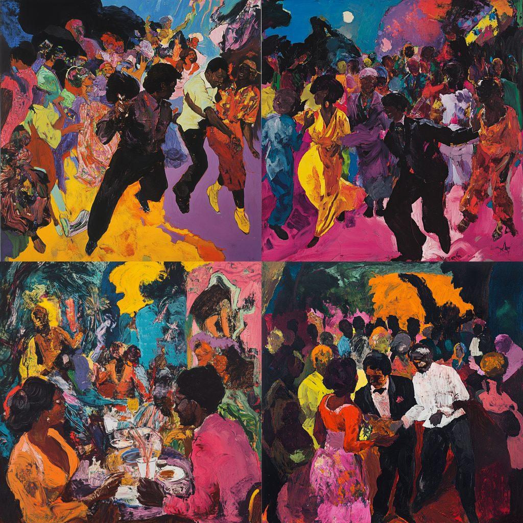 Robert Colescott style, Midjourney V6.1, render 1 of 4