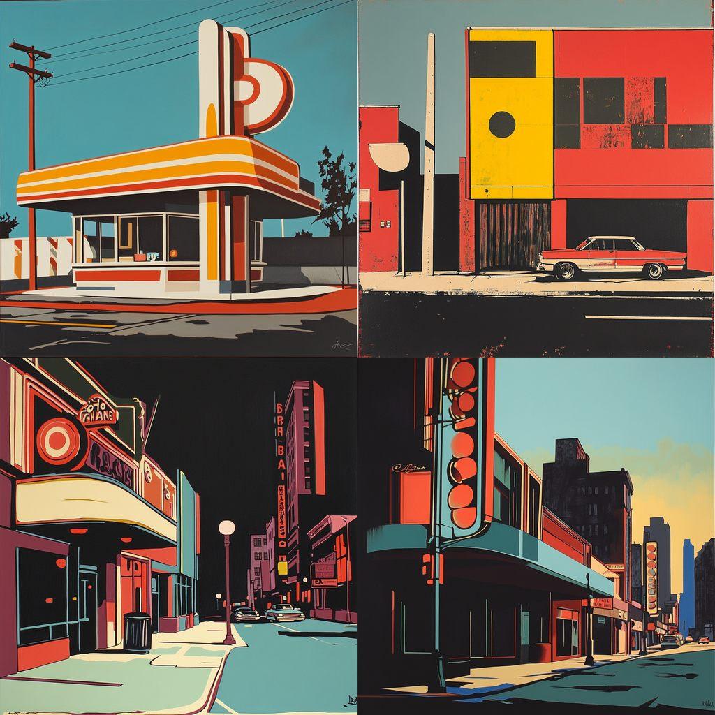 Robert Cottingham style, Midjourney V6.1, render 1 of 4