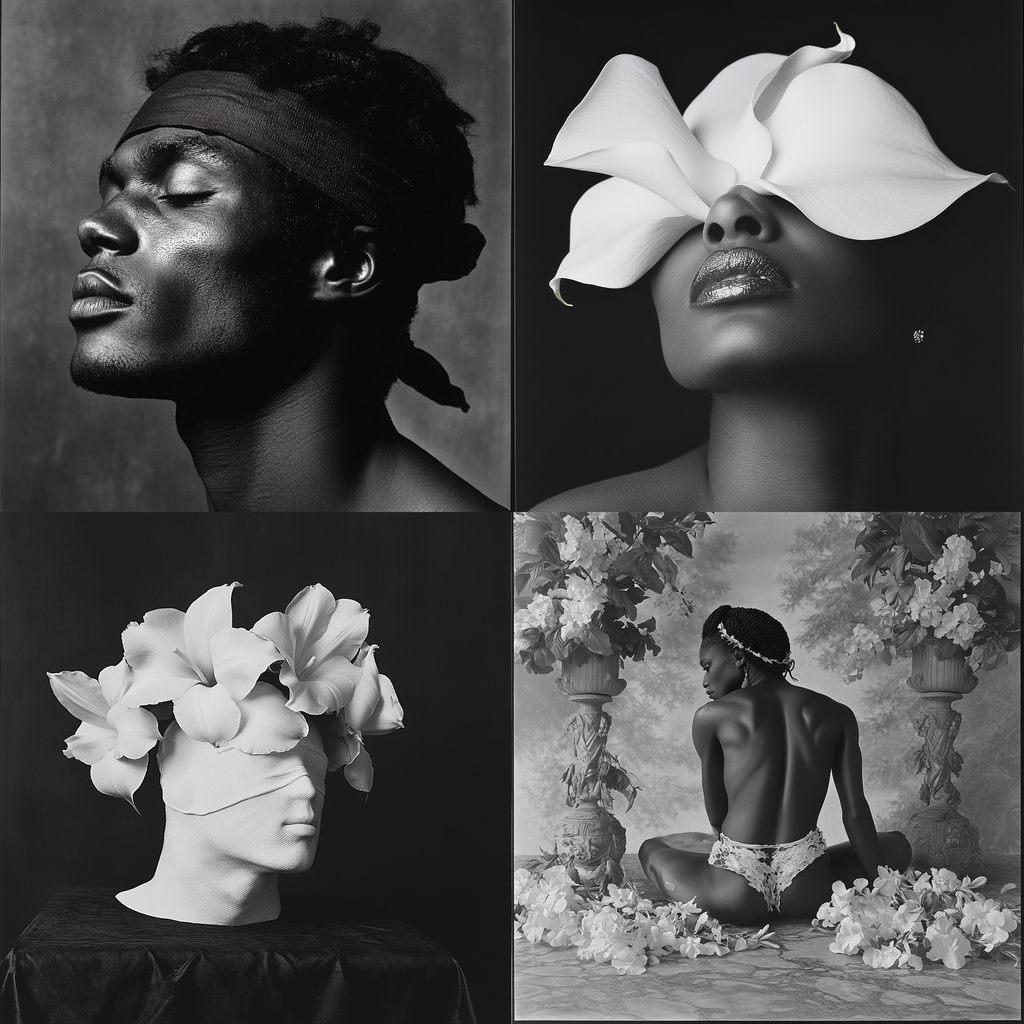 Robert Mapplethorpe style, Midjourney V6.1, render 1 of 4