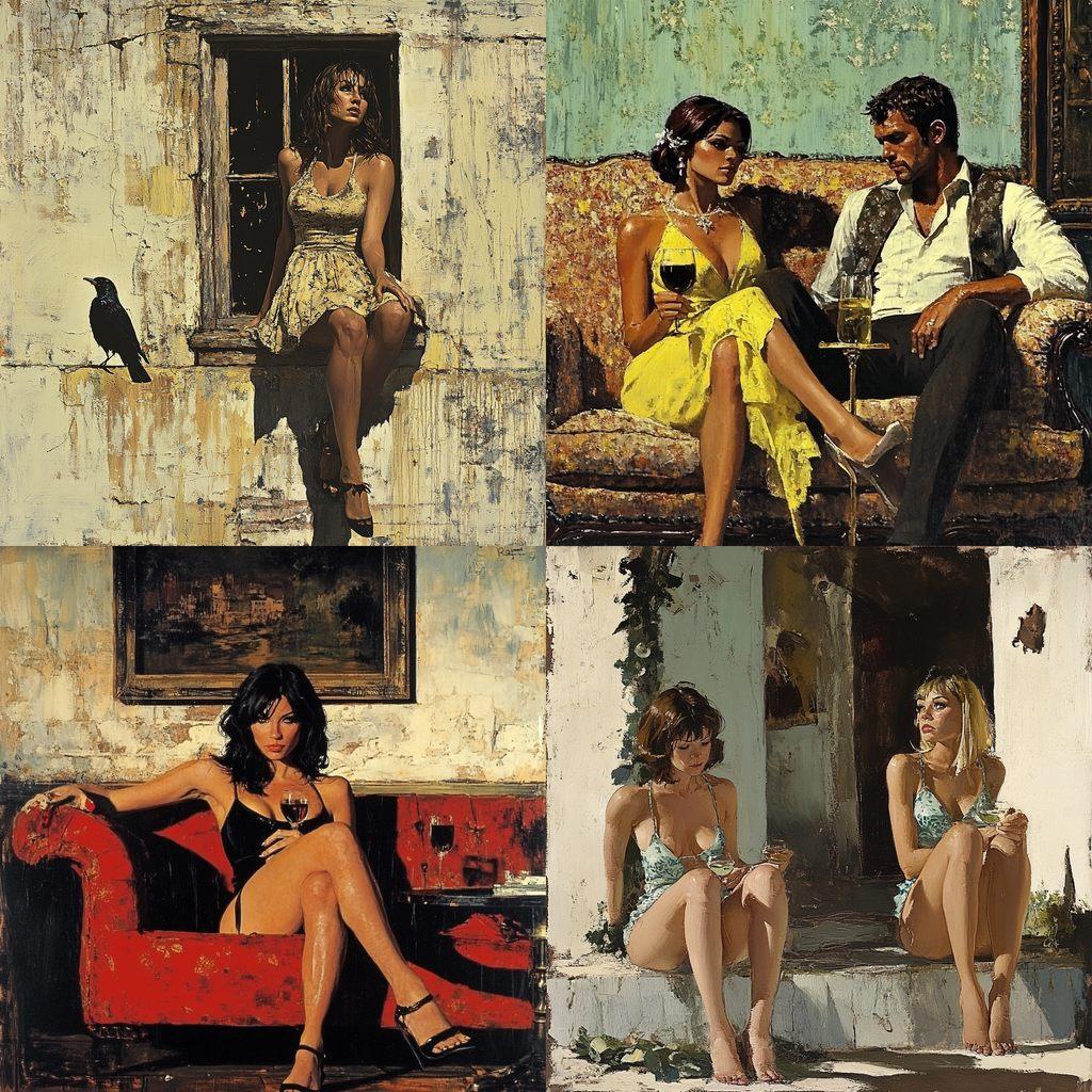 Robert McGinnis style, Midjourney V6.1, render 1 of 4