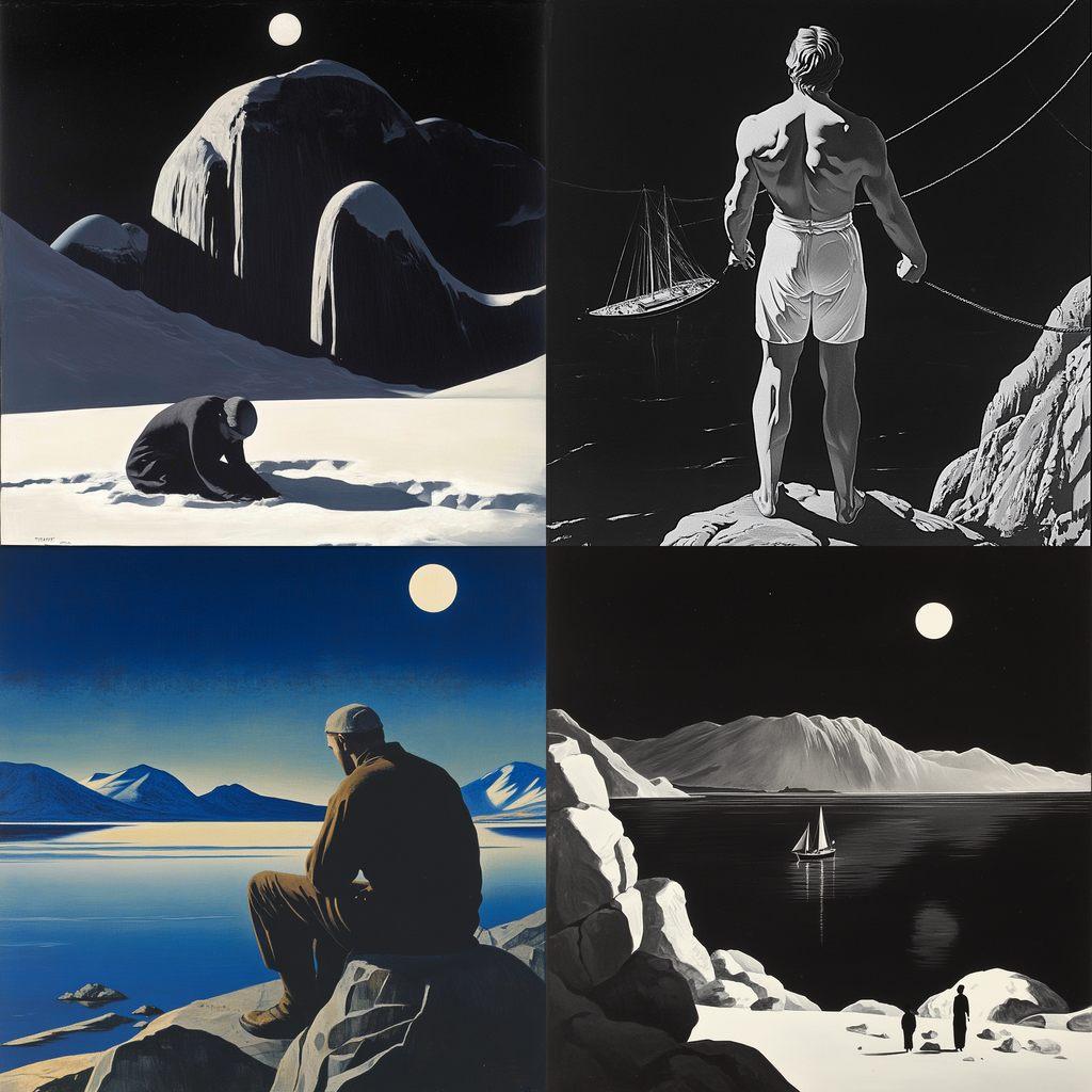 Rockwell Kent style, Midjourney V6.1, render 1 of 4