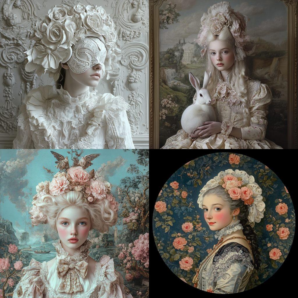Rococo style, Midjourney V6.1, render 1 of 4
