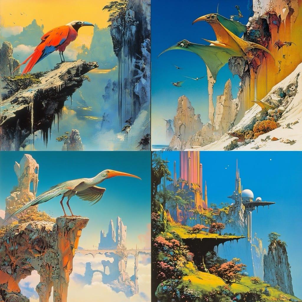 Roger Dean style, Midjourney V6.1, render 1 of 4
