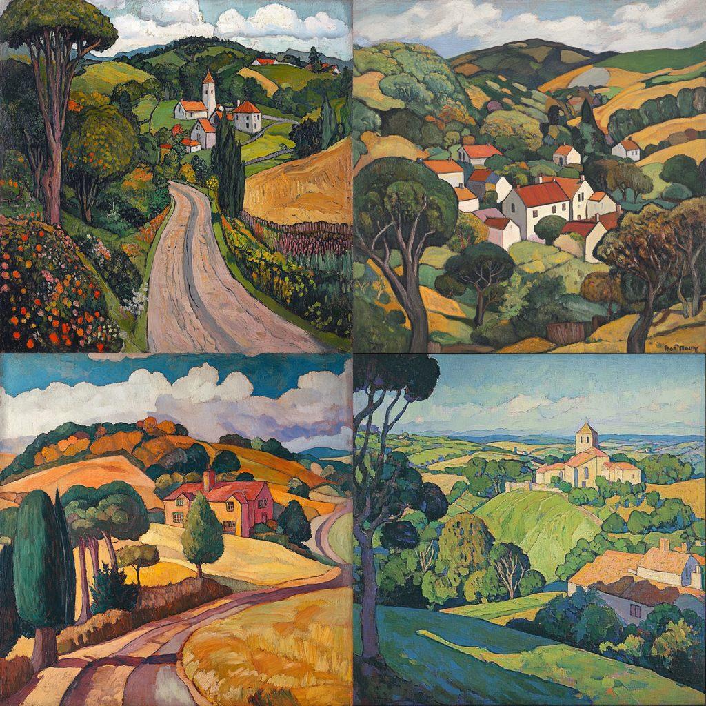 Roger Fry style, Midjourney V6.1, render 1 of 4