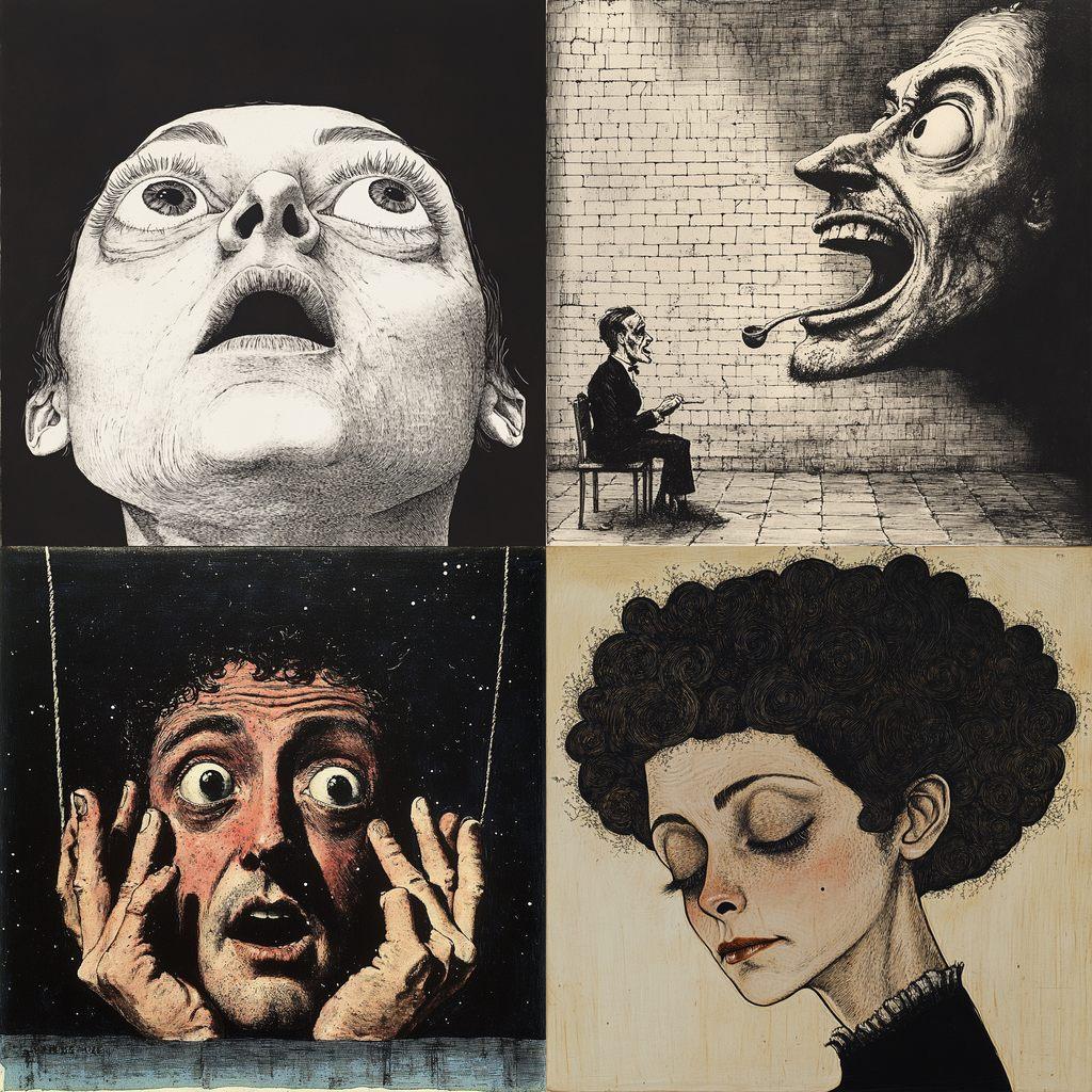 Roland Topor style, Midjourney V6.1, render 1 of 4