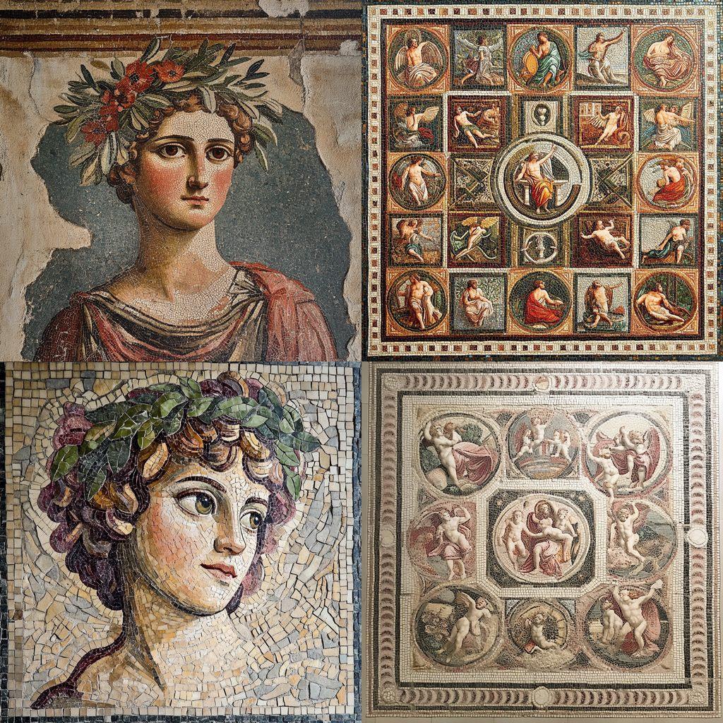 Roman mosaic style, Midjourney V6.1, render 1 of 4