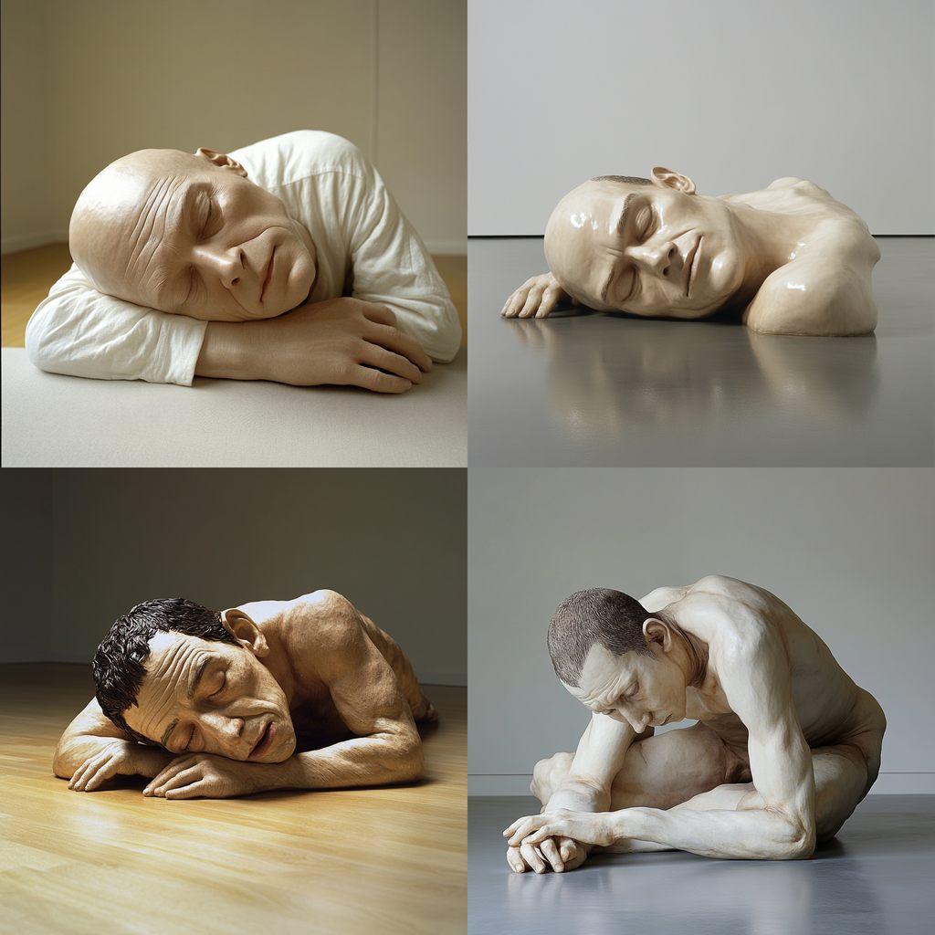 Ron Mueck style, Midjourney V6.1, render 1 of 4