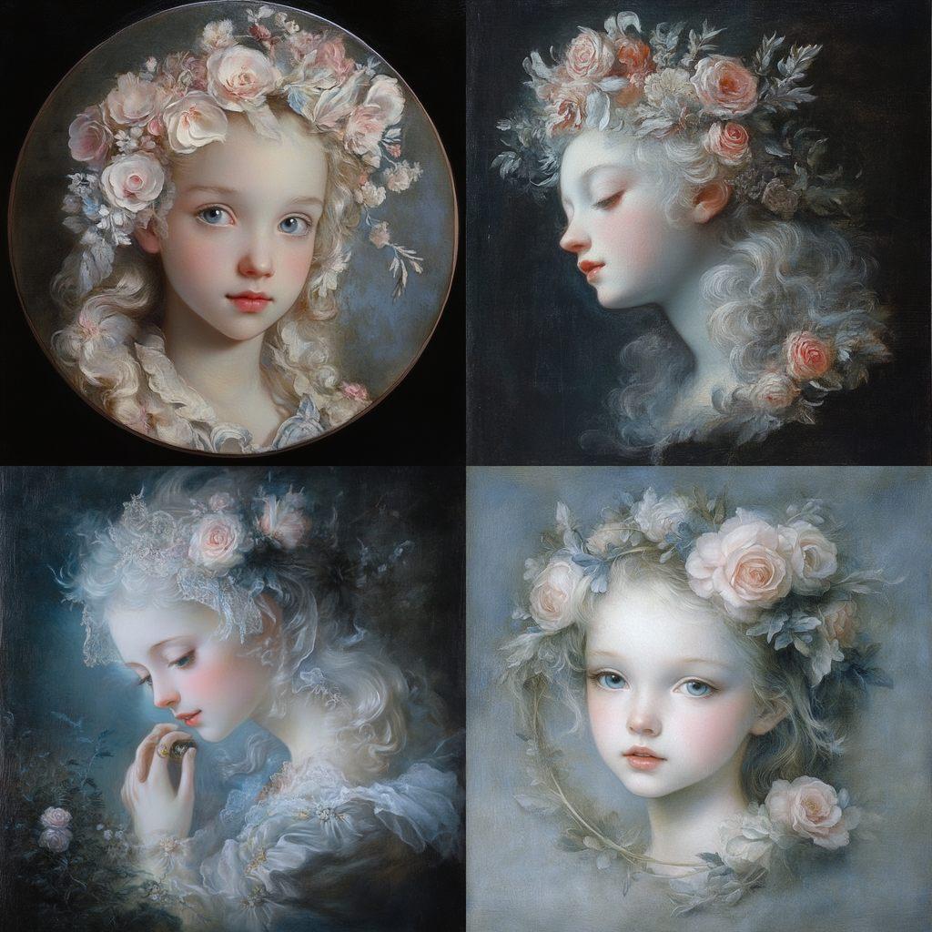 Rosalba Carriera style, Midjourney V6.1, render 1 of 4