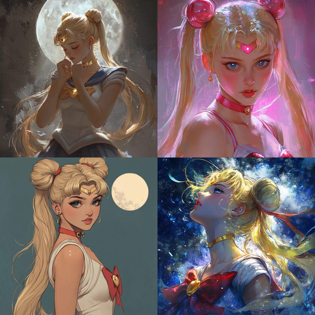 Sailor Moon style, Midjourney V6.1, render 1 of 4