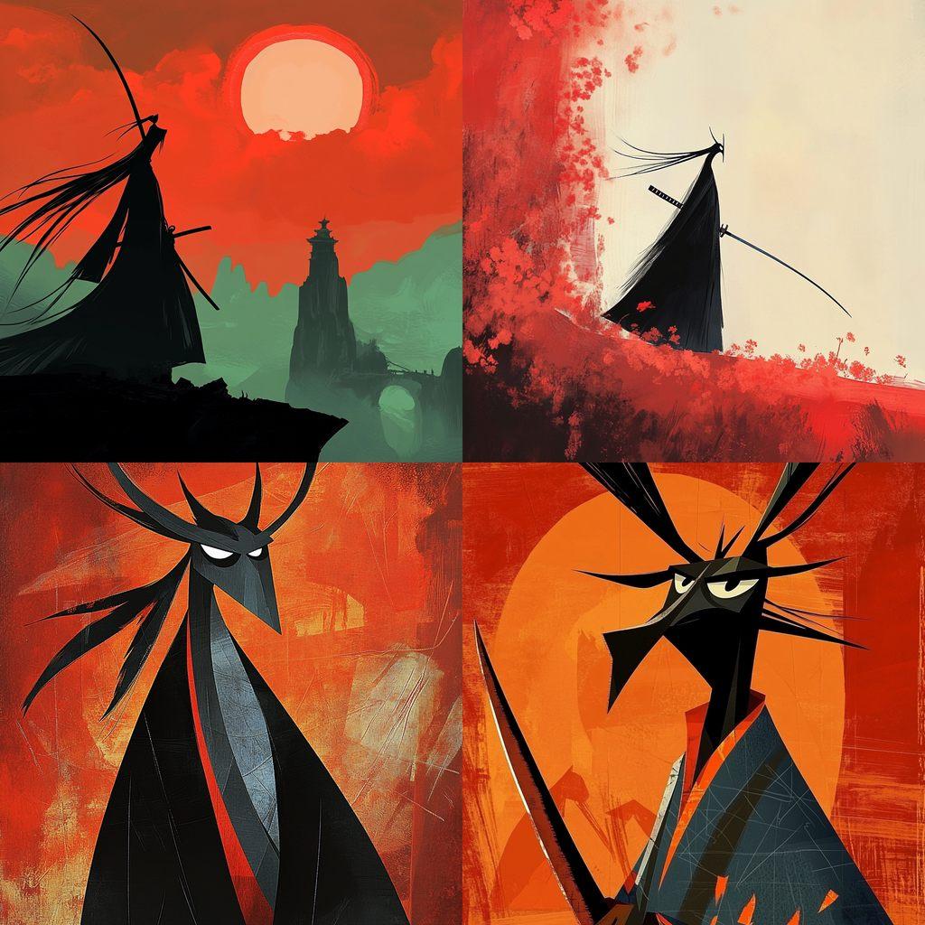 Samurai Jack style, Midjourney V6.1, render 1 of 4