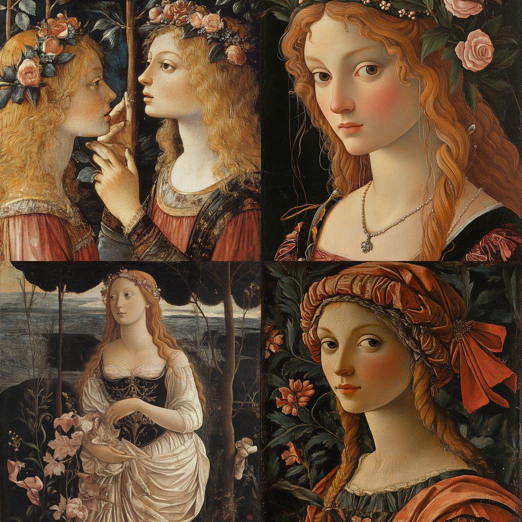Sandro Botticelli style, Midjourney V6.1, render 1 of 4