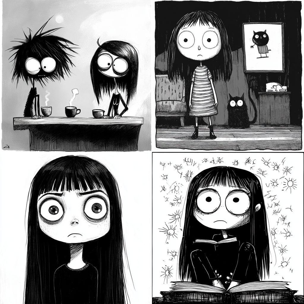 Sarah Andersen style, Midjourney V6.1, render 1 of 4