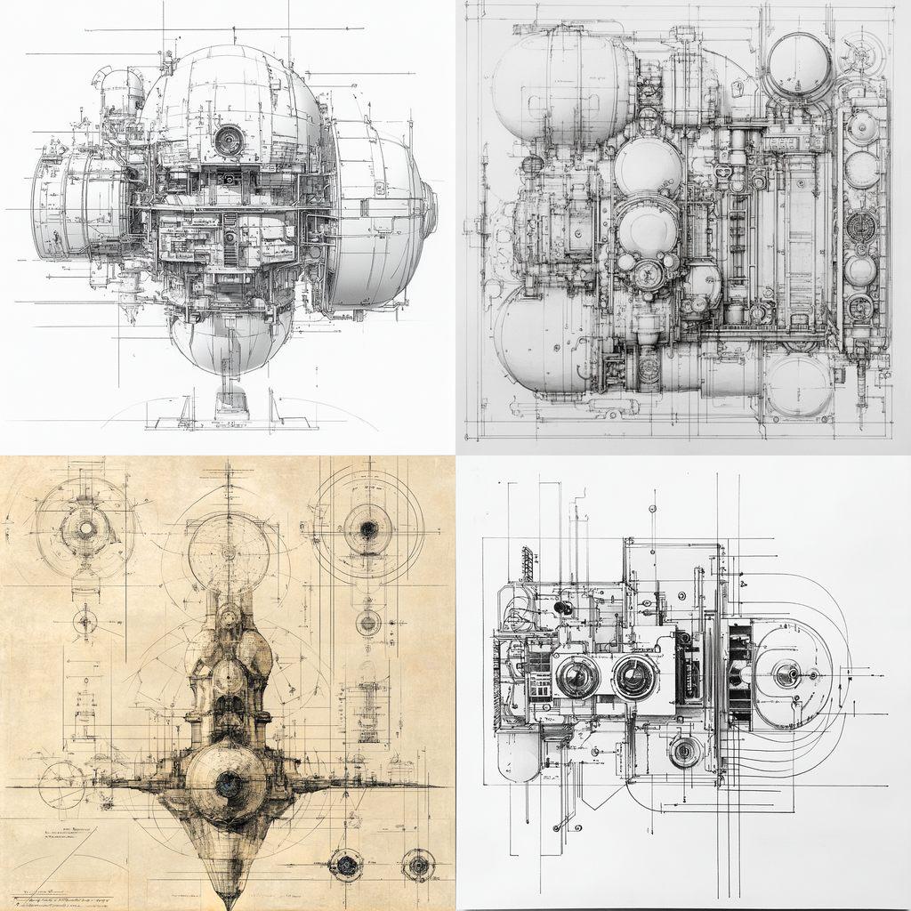Schematics style, Midjourney V6.1, render 1 of 4