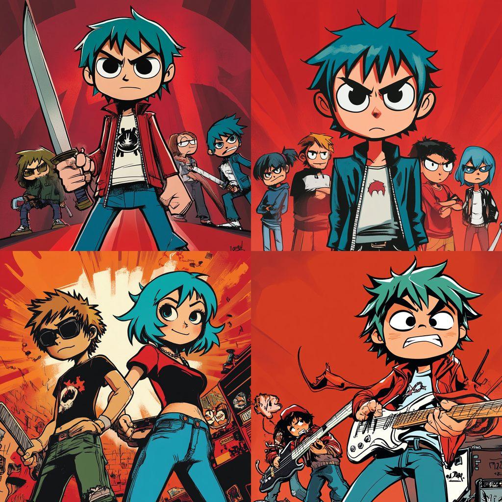Scott Pilgrim style, Midjourney V6.1, render 1 of 4