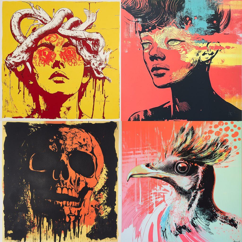 Screenprint style, Midjourney V6.1, render 1 of 4