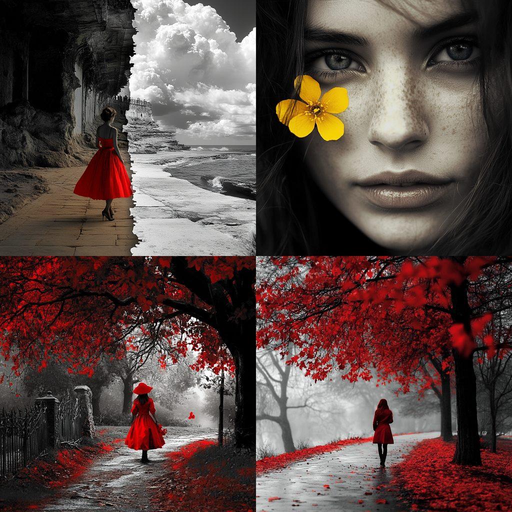 Selective Colouring style, Midjourney V6.1, render 1 of 4