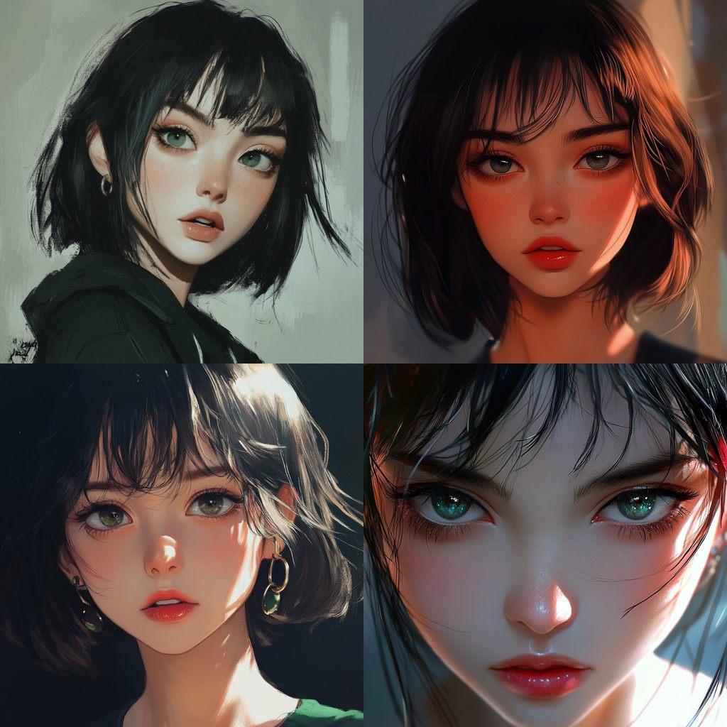 Semi-realistic anime style style, Midjourney V6.1, render 1 of 4