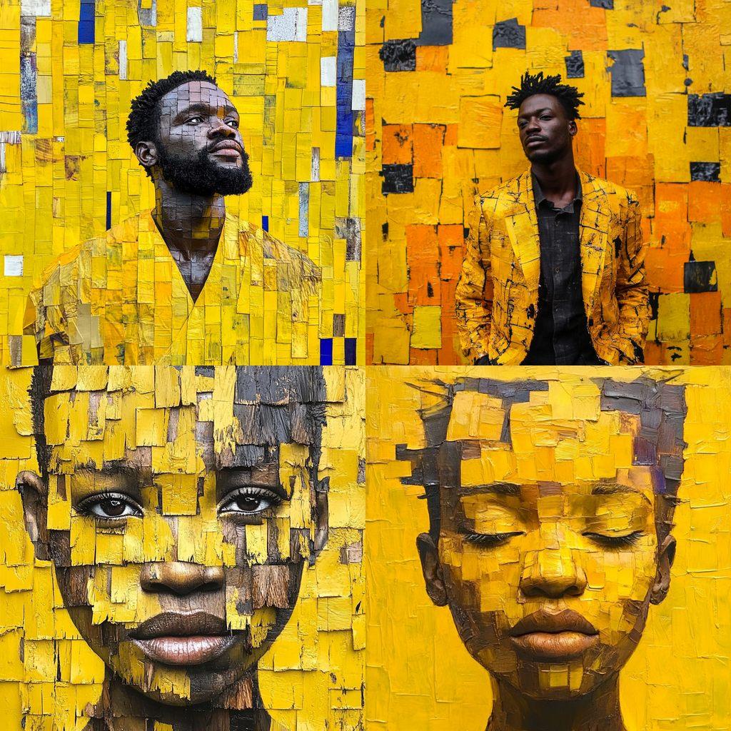 Serge Attukwei Clottey style, Midjourney V6.1, render 1 of 4