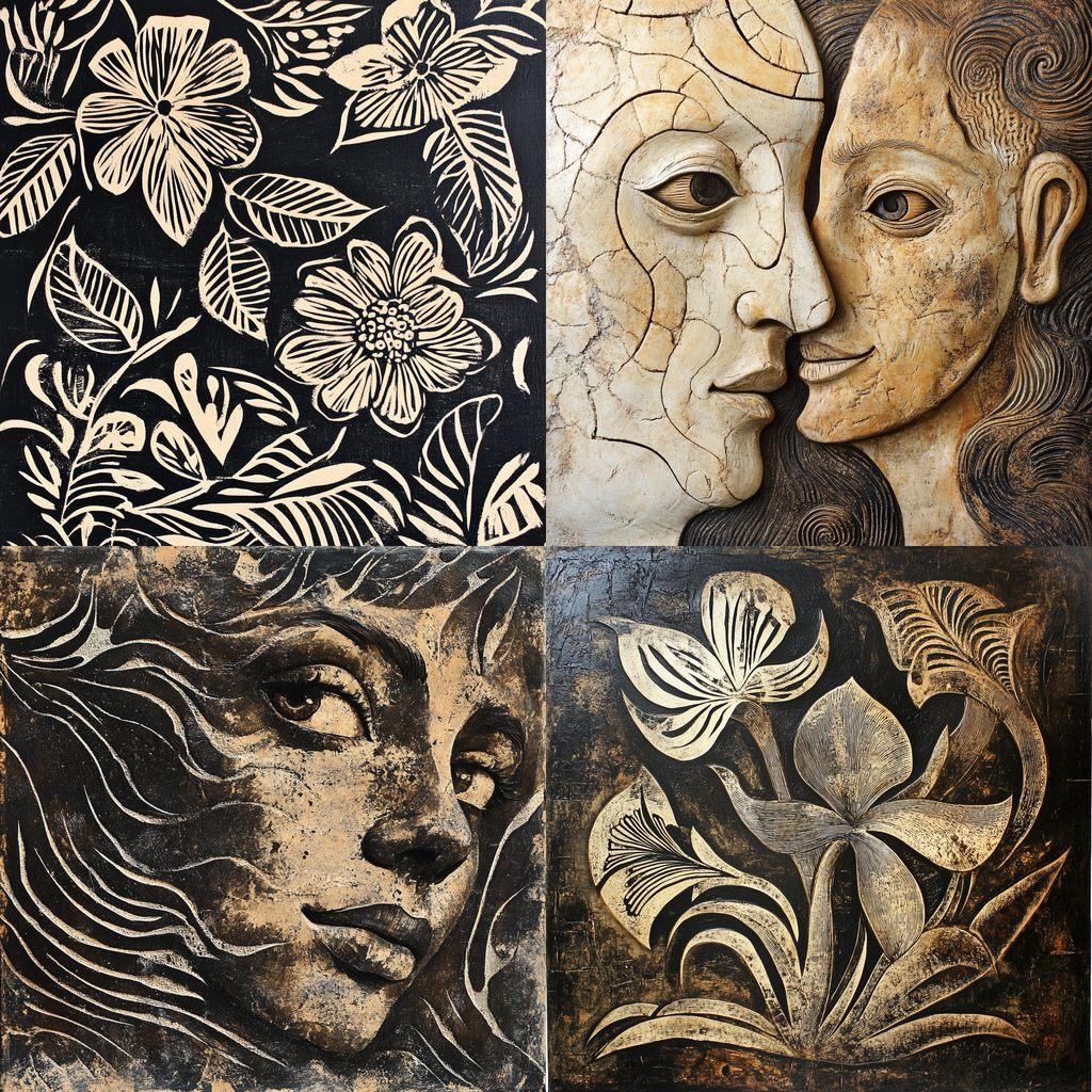 Sgraffito style, Midjourney V6.1, render 1 of 4