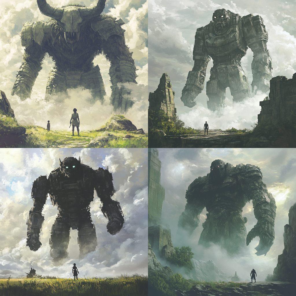Shadow of the Colossus style, Midjourney V6.1, render 1 of 4