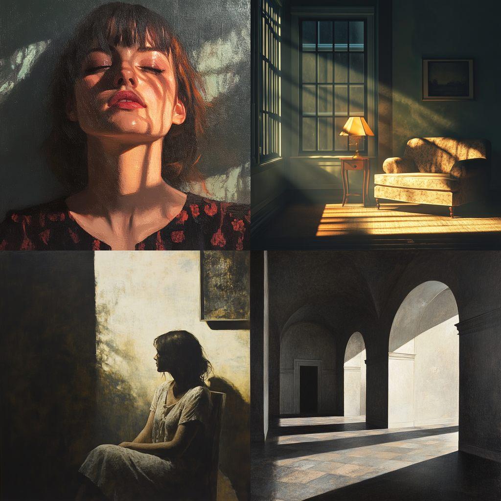 Shadowed lighting style, Midjourney V6.1, render 1 of 4