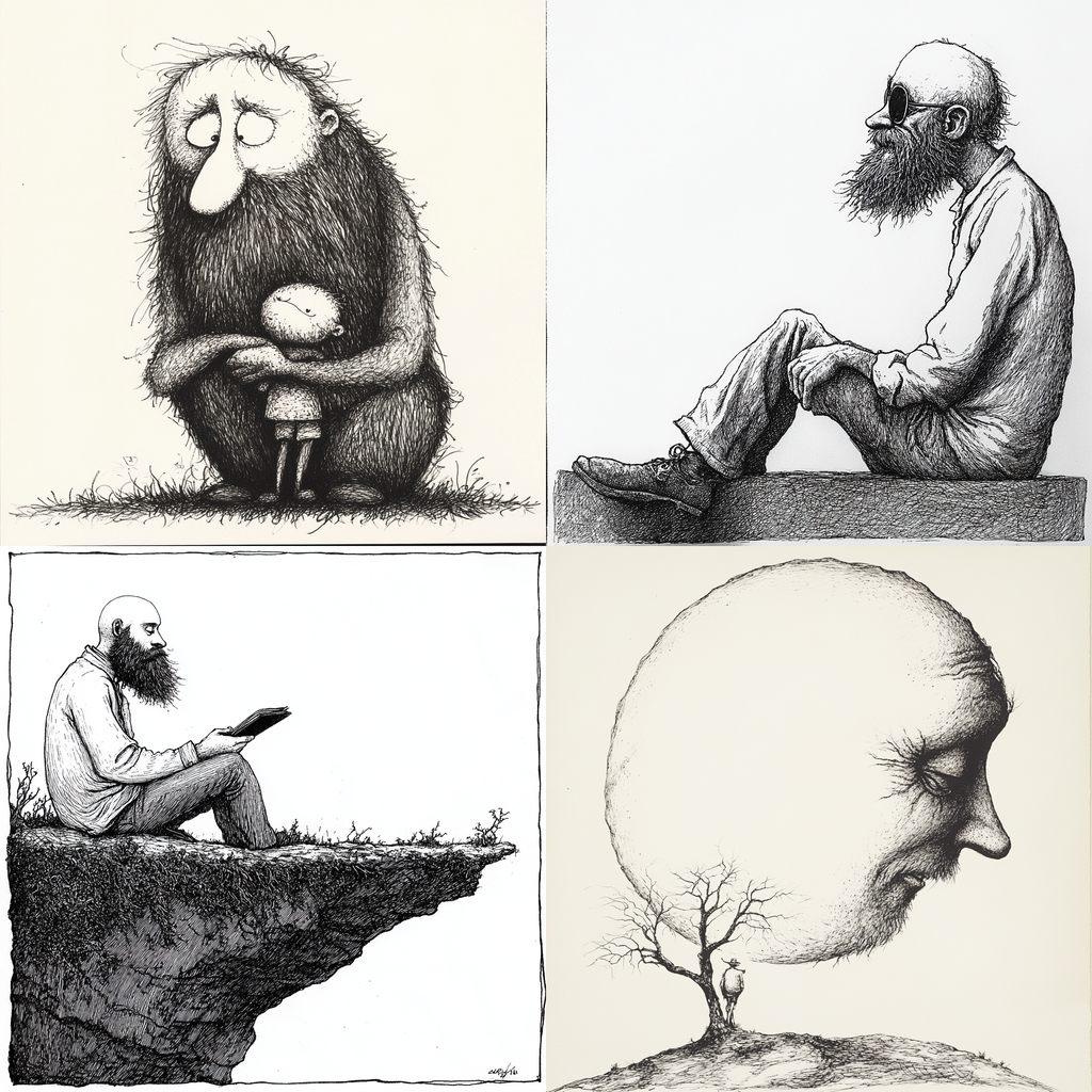 Shel Silverstein style, Midjourney V6.1, render 1 of 4