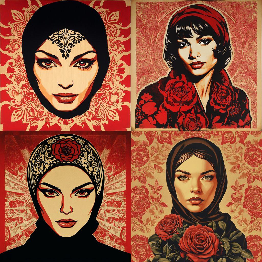 Shepard Fairey style, Midjourney V6.1, render 1 of 4