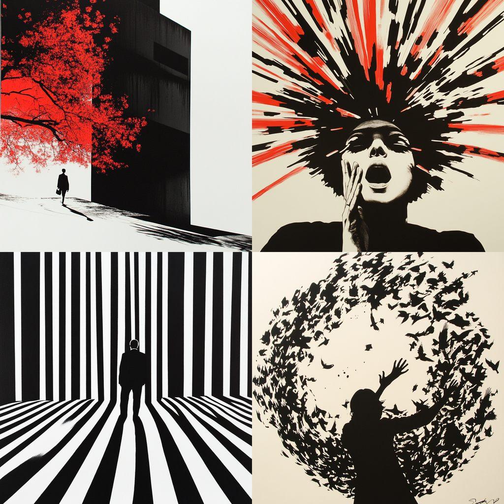 Shigeo Fukuda style, Midjourney V6.1, render 1 of 4
